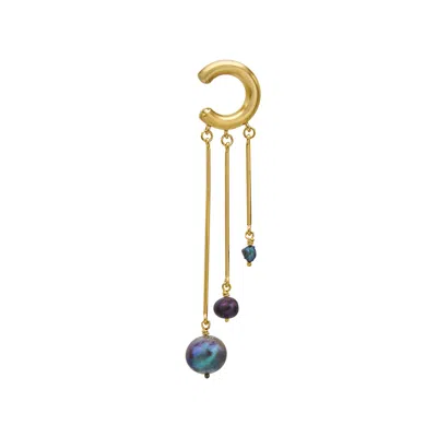 Sophie Simone Designs Women's Gold Earcuff Three Black Pearls