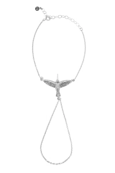 Sophie Simone Designs Women's Hand Bracelet Hummingbird - Silver