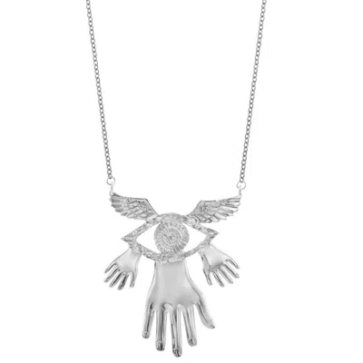 Sophie Simone Designs Women's Silver Necklace Hands Wings Eye