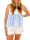 Sophie The Label Caspian Colorblock Top And Short Set In White And Blue
