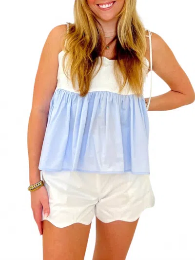 Sophie The Label Caspian Colorblock Top And Short Set In White And Blue In Multi