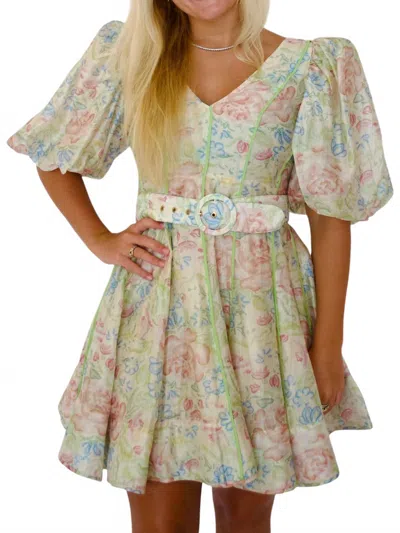 Sophie The Label Florentine Floral Mini Dress In Green