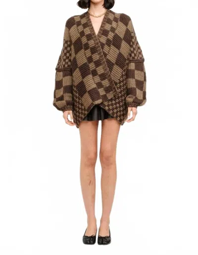 Sophie The Label Lv Checkered Cardigan In Brown