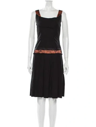 Pre-owned Sophie Theallet Square Neckline Midi Length Dress In Black