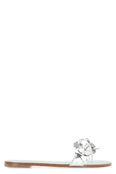 Sophie Webster Floral Embellished Slide Sandals In Silver