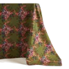 Sophie Williamson Design Green / Pink Rectangular Tablecloth With Bold Flower Print On Green And Pink In Green