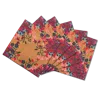 Sophie Williamson Design Orange / Red Set Of Six Napkins In Bold Flower Print On Orange Offcut Version In Multi