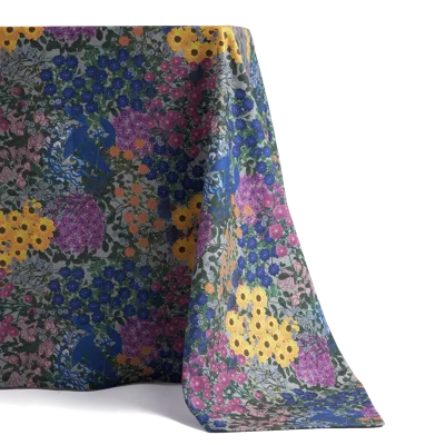 Sophie Williamson Design Rectangular Tablecloth In Colorful Wildflower Print In Blue And Multicolor