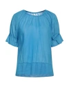 Sophie Woman Blouse Azure Size 10 Cotton In Blue