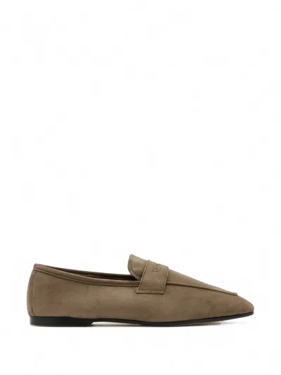 Sophique Essenziale Fur-lined Loafers In Green