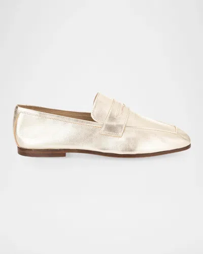 Sophique Essenziale Leather Penny Loafers In Gold
