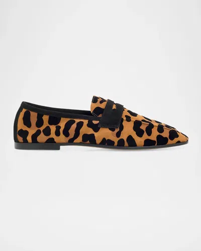Sophique Essenziale Leopard Suede Penny Loafers
