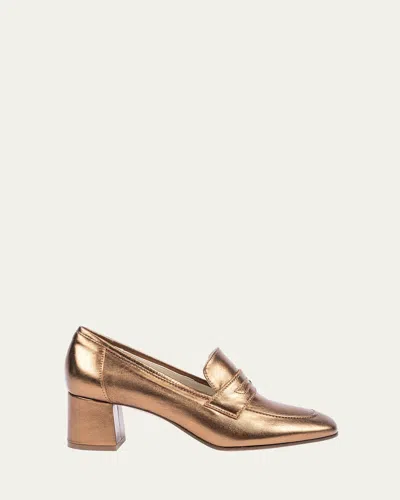Sophique Essenziale Metallic Penny Loafer Pumps In Bronze