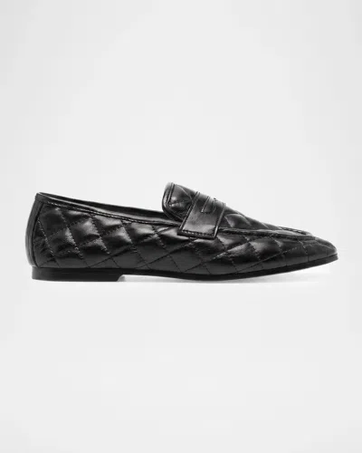 Sophique Essenziale Quilted Leather Penny Loafers In Quilted Bl