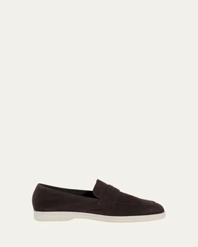 Sophique Essenziale Suede Penny Loafers In Brown