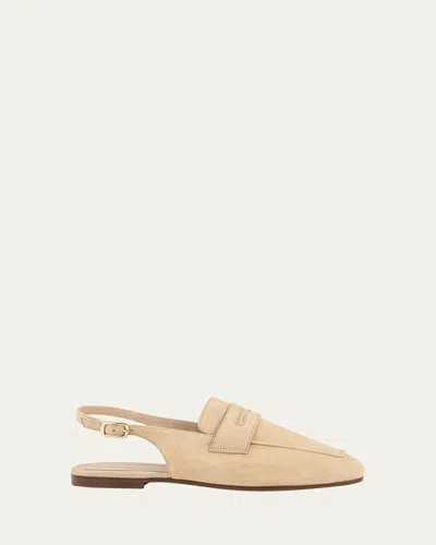 Sophique Essenziale Suede Slingback Loafers In Neutral