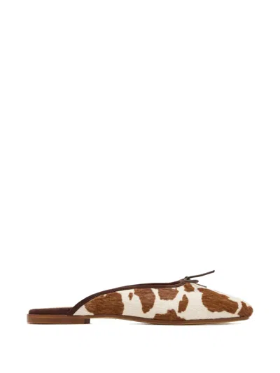 Sophique Poesia Cow-print Mules In Brown