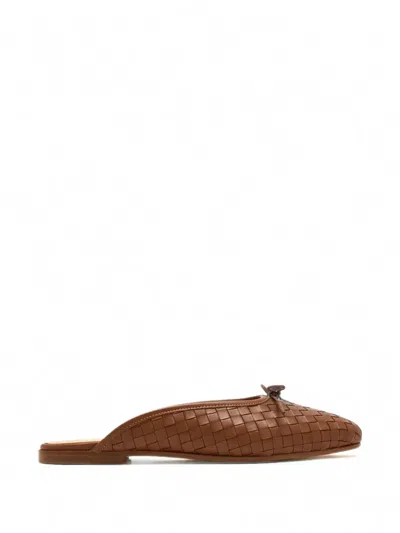 Sophique Poesia Woven Bow-detail Loafers In Brown