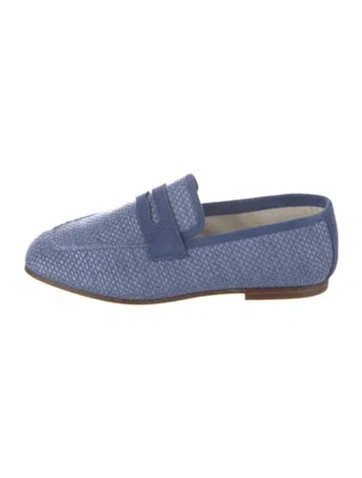 Pre-owned Sophique Raffia Patterned Loafers In Blue