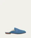 Sophique Riviera Denim Suede Mule Loafers In Dark Denim And Blue Suede