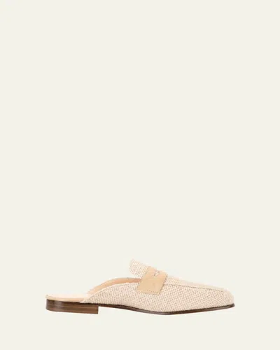 Sophique Riviera Raffia Penny Loafer Mules In Neutral