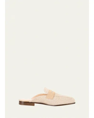 Sophique Riviera Raffia Penny Loafer Mules In Pink