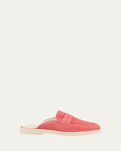 Sophique Riviera Suede Loafer Mules In Red