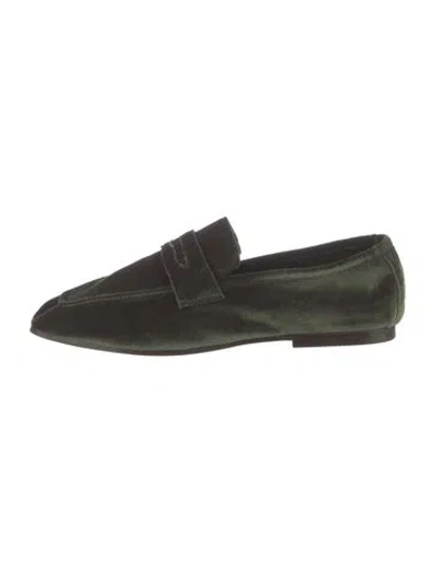 Pre-owned Sophique Velvet Loafers In Green