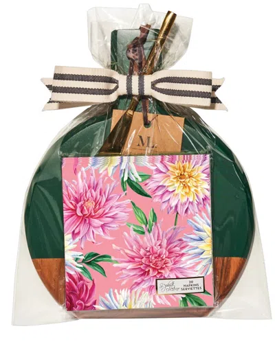 Sophistiplate Acacia Wood Board Gift Kit In Dahlia Garden In Multi
