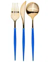 Sophistiplate Bella Gold/china Blue Flatware (set Of 36) In Blue