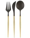 Sophistiplate Black/gold Flatware (set Of 36) In Black