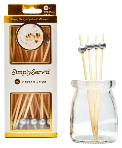 Sophistiplate Party Pick Fancy Bamboo Toothpicks In Silver Pearl Tip