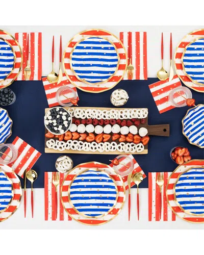 SOPHISTIPLATE SOPHISTIPLATE PATRIOTIC CONFETTI 88PC TABLE SETTING - SERVICE FOR 16
