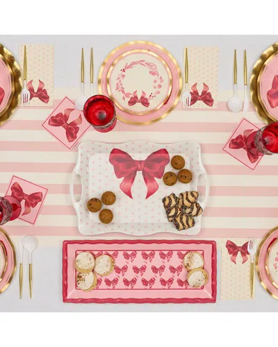 SOPHISTIPLATE SOPHISTIPLATE PINK BOWS 88PC TABLE SETTING - SERVICE FOR 16