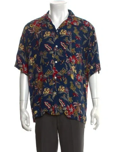 Pre-owned Sophnet Floral Print Short Sleeve Shirt In Blue