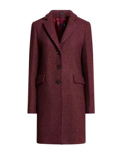 Sopi Woman Coat Burgundy Size 8 Wool, Polyester, Polyamide In Red