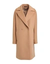 Sopi Woman Coat Camel Size 10 Polyester In Sand