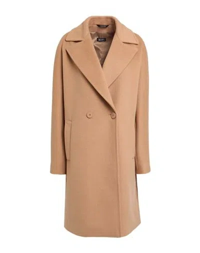 Sopi Woman Coat Camel Size 10 Polyester In Sand