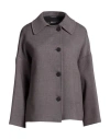 Sopi Woman Coat Grey Size 6 Polyester, Viscose, Elastane In Pattern