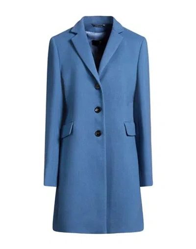 Sopi Woman Coat Light Blue Size 8 Polyester, Viscose, Elastane