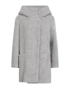 Sopi Woman Coat Light Grey Size 12 Polyester, Acrylic, Virgin Wool, Mohair Wool In Gray
