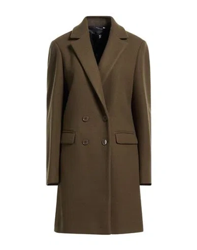 Sopi Woman Coat Military Green Size 10 Polyester In Brown