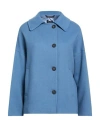 Sopi Woman Coat Slate Blue Size 6 Polyester, Viscose, Elastane