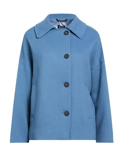Sopi Woman Coat Slate Blue Size 6 Polyester, Viscose, Elastane