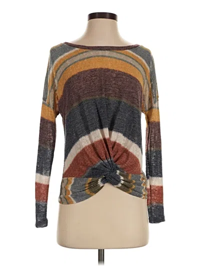 Pre-owned Soprano Long Sleeve Top Brown Boatneck Tops