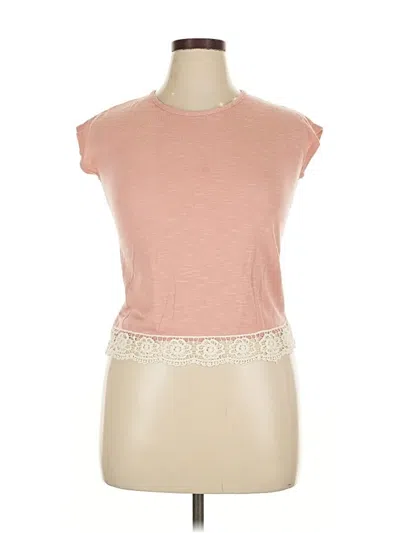 Pre-owned Soprano Short Sleeve Top Pink Mock Neckline Tops
