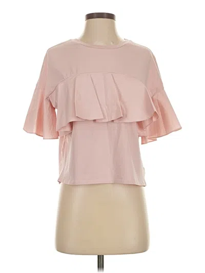 Pre-owned Soprano Short Sleeve Top Pink Ruffles Neckline Tops