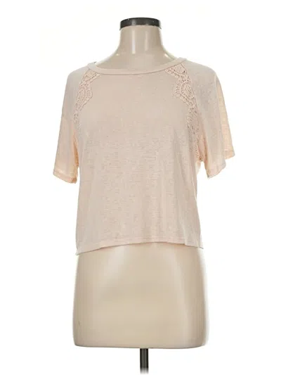 Pre-owned Soprano Short Sleeve Top Tan Keyhole Neckline Tops