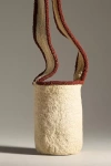 Soraya Hennessy Handmade Multicolor Beaded Bucket Bag In Beige