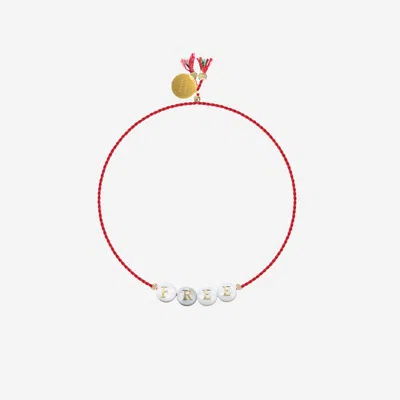 Sorbet Island Shell Bracelet With Glass Pearls In Red
